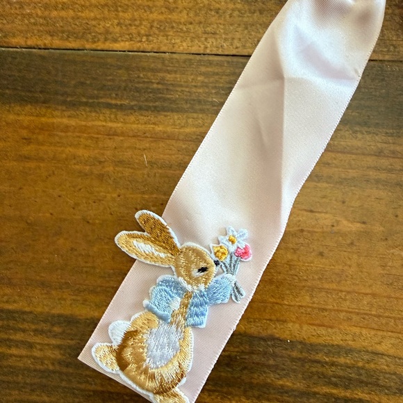 Pink and Blue Bunny Embroidered Hair Bows - Picture 7 of 8